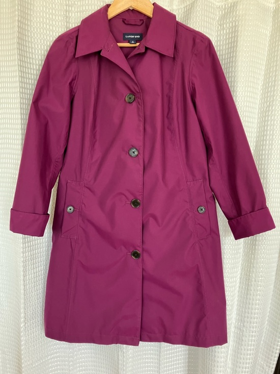 Lands' End Jackets & Blazers - Lands' End Fuchsia Purple Spring Raincoat Trench Jacket Coat Small